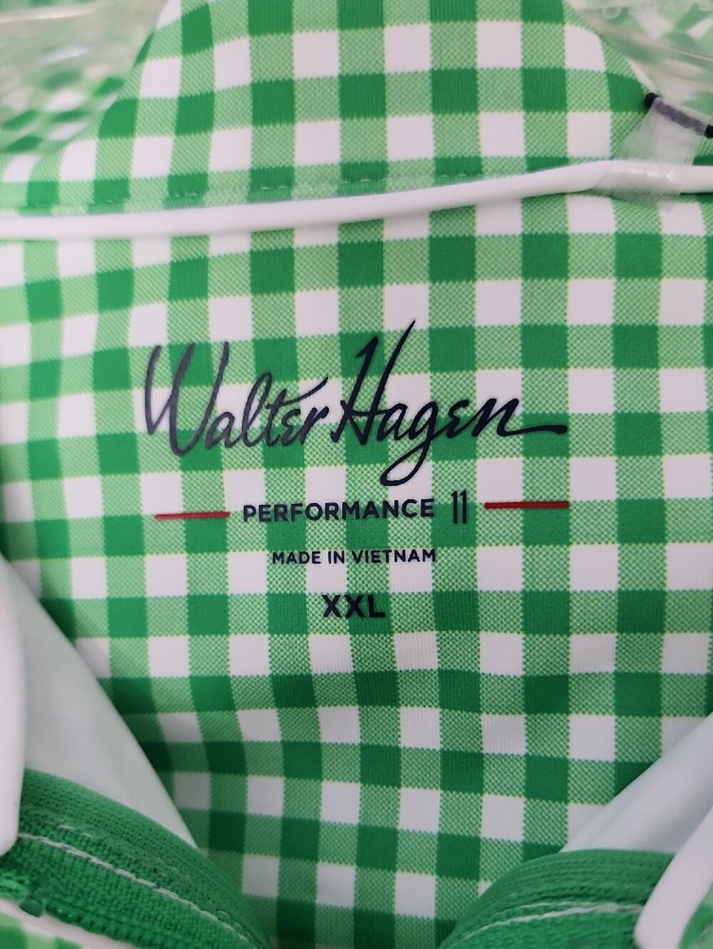 Walter Hagen Green Gingham Sleeveless Zip Polo Performance Tank Women's XXL New - Picture 5 of 8